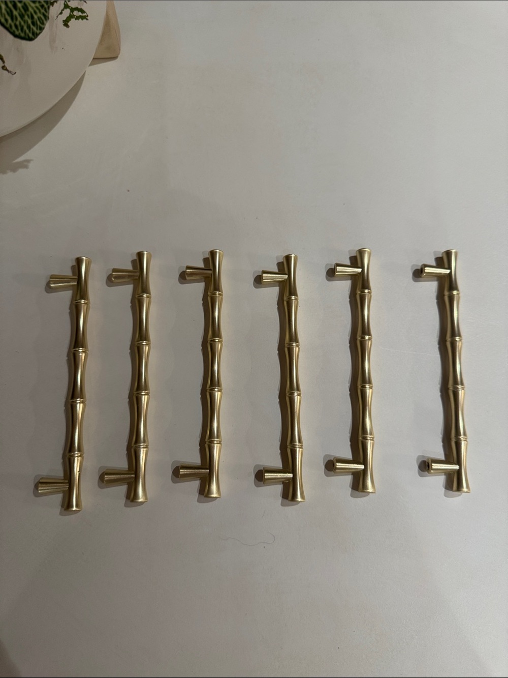 6 Beautiful Gold Bamboo Drawer Pulls 5” Center to Center Handles for Dresser